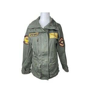 Marvel Captain American Jacket Womens Small Military Green Full Zip Pockets
